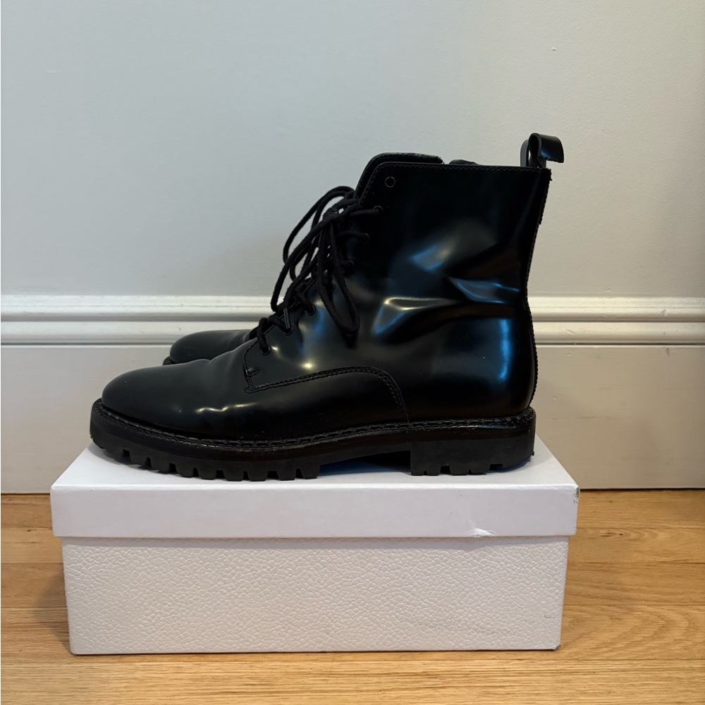 Vince Black Lace-Up Combat Boots 9.5